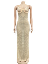 Load image into Gallery viewer, Mesh Sheer Rhinestones Maxi Dress