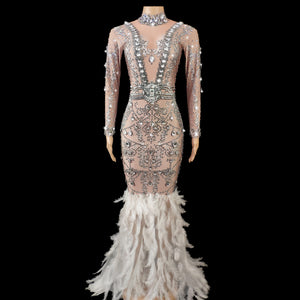 White Feather Tail Dress