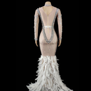 White Feather Tail Dress