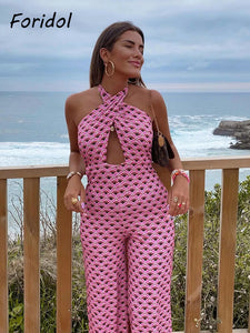 Wide Leg Pink Pants Overall