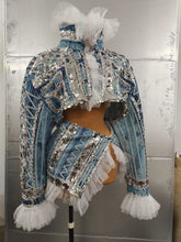 Load image into Gallery viewer, Denim Sequins Short Jacket Mini Skirt