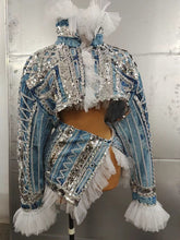 Load image into Gallery viewer, Denim Sequins Short Jacket Mini Skirt