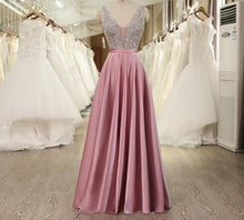 Load image into Gallery viewer, Beads Bodice Open Back A Line Long Evening Dress Party Elegant
