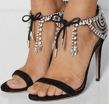 Load image into Gallery viewer, Sandals Bling Crystals Lace Up High Heel