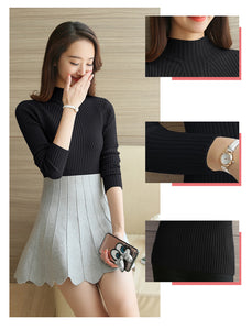 Sweater Autumn Winter Black Tops  Knitted