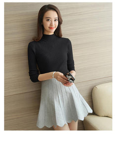 Sweater Autumn Winter Black Tops  Knitted