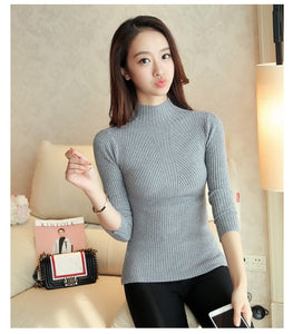 Sweater Autumn Winter Black Tops  Knitted
