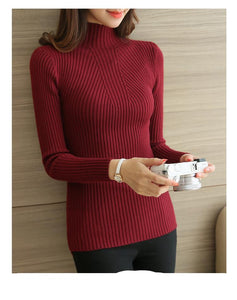 Sweater Autumn Winter Black Tops  Knitted