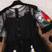 Load image into Gallery viewer, Flower Embroidery Appliques Black Mesh Slim