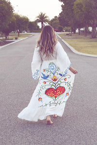 Maxi Dress V-Neck Batwing Sleeve Loose