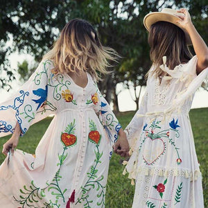 Maxi Dress V-Neck Batwing Sleeve Loose