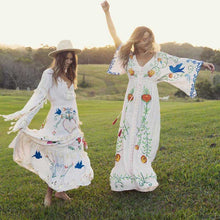 Load image into Gallery viewer, Maxi Dress V-Neck Batwing Sleeve Loose