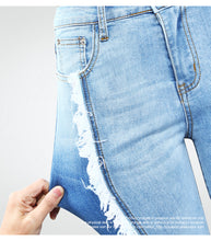 Load image into Gallery viewer, Tassel Jeans  Stretchy Patchwork Denim Skinny Pencil Pants