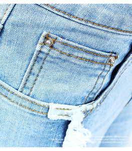 Tassel Jeans  Stretchy Patchwork Denim Skinny Pencil Pants