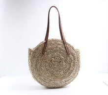Load image into Gallery viewer, Moroccan Palm Basket Bag Hand Woven Round Straw Bags