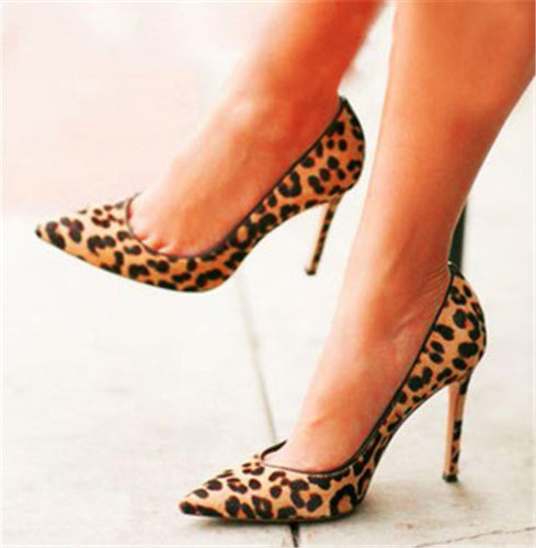 Leopard High Heels Nude Bottom  Shoes