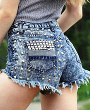 Load image into Gallery viewer, High Waisted Short Jeans Punk