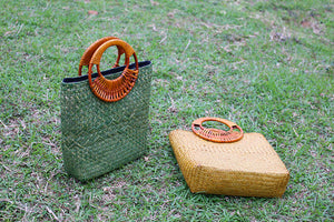 The New Thai  Simple Handmade Straw Bag Rattan Cloth