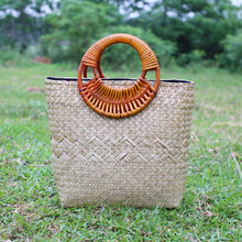 Load image into Gallery viewer, The New Thai  Simple Handmade Straw Bag Rattan Cloth