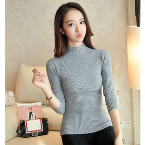 Sweater Autumn Winter Black Tops  Knitted