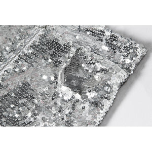 Sequin Shorts High Waist O-Ring Zip Front Bodycon