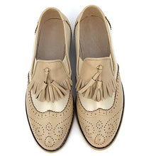 Load image into Gallery viewer, flats genuine Leather oxford flat Shoes brogues vintage retro  tassel pink