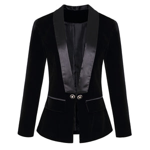 Designer Blazer  Long Sleeve Velvet Blazer Jacket Outer Wear