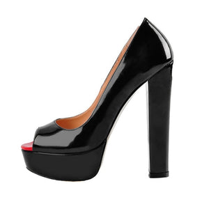 Peep Toe Super High Heel Platform Slip On Pumps