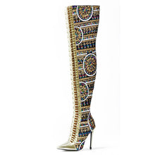 Load image into Gallery viewer, Winter Shoes Sequined Cloth Over the Knee High Heels