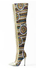 Load image into Gallery viewer, Winter Shoes Sequined Cloth Over the Knee High Heels