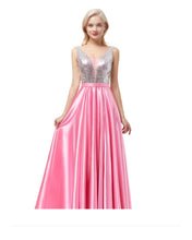 Load image into Gallery viewer, Long V Neck Formal Evening Gowns