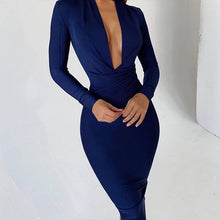 Load image into Gallery viewer, Navy Blue Sexy Bandage Dress