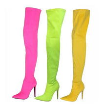 Load image into Gallery viewer, Candy Color Elastic long boots pointed toe thin leg autumn over-the-knee