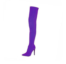 Load image into Gallery viewer, Candy Color Elastic long boots pointed toe thin leg autumn over-the-knee