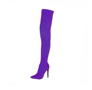 Candy Color Elastic long boots pointed toe thin leg autumn over-the-knee