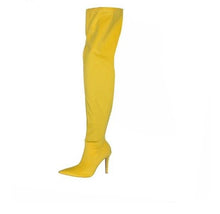 Load image into Gallery viewer, Candy Color Elastic long boots pointed toe thin leg autumn over-the-knee