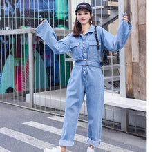 Load image into Gallery viewer, Denim Overalls  Autumn Long Sleeve Bodysuit High Waist Jeans