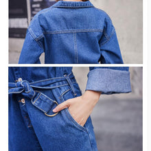 Load image into Gallery viewer, Denim Overalls  Autumn Long Sleeve Bodysuit High Waist Jeans