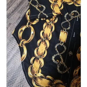 Lace Short Dress Bend Hem Chain Print