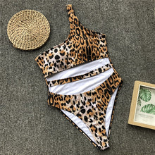 Load image into Gallery viewer, Red leopard swimsuit one piece Bandage sexy bikini Push up