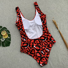 Load image into Gallery viewer, Red leopard swimsuit one piece Bandage sexy bikini Push up