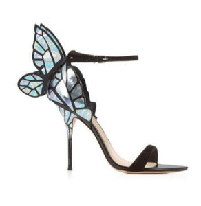 Embroidered Satin Butterfly High Heeled