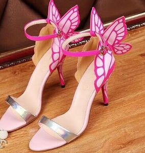 Embroidered Satin Butterfly High Heeled