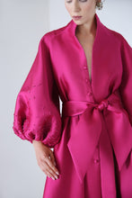 Load image into Gallery viewer, Gowns Flare Sleeves Pleated Fuchsia Formal Dress