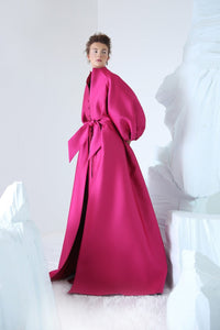 Gowns Flare Sleeves Pleated Fuchsia Formal Dress
