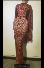 Load image into Gallery viewer, Mesh See Through Sparkly Crystals Long Dress